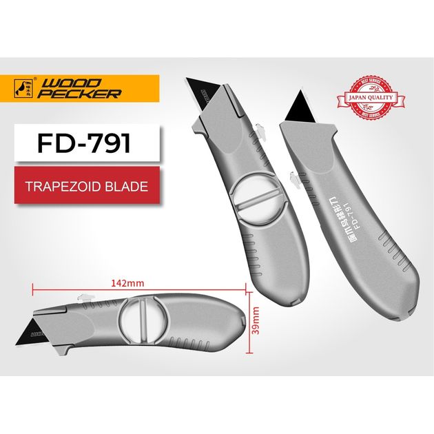 Ніж будівельний трапецієвидний Woodpecker + 3 леза FD-791, фото , зображення 5 | SNABZHENIE.com.ua Ніж будівельний трапецієвидний Woodpecker + 3 леза FD-791, фото , зображення 5 | SNABZHENIE.com.ua