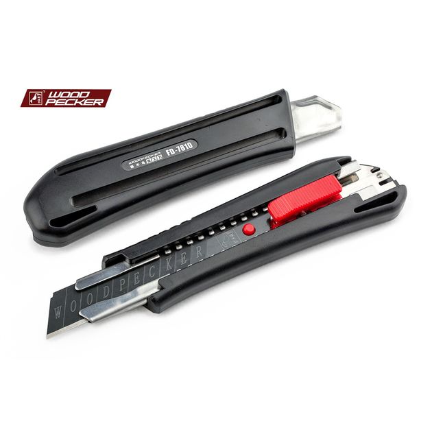 Ніж будівельний 18мм з автофіксатором Woodpecker FD-7810, фото , зображення 6 | SNABZHENIE.com.ua Ніж будівельний 18мм з автофіксатором Woodpecker FD-7810, фото , зображення 6 | SNABZHENIE.com.ua