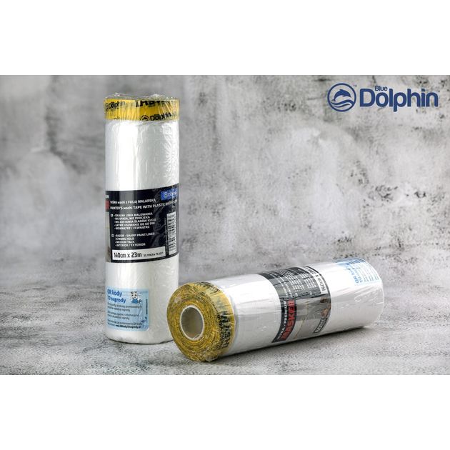 Защитная пленка с малярной лентой Blue Dolphin 210 см х 15 м, фото  | SNABZHENIE.com.ua