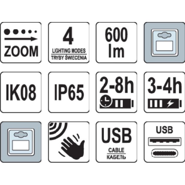 Налобный фонарь YATO, диодный, 3 режима, питание Li-Po 3,7 В, 1,2 Ач, фото , изображение 2 | SNABZHENIE.com.ua