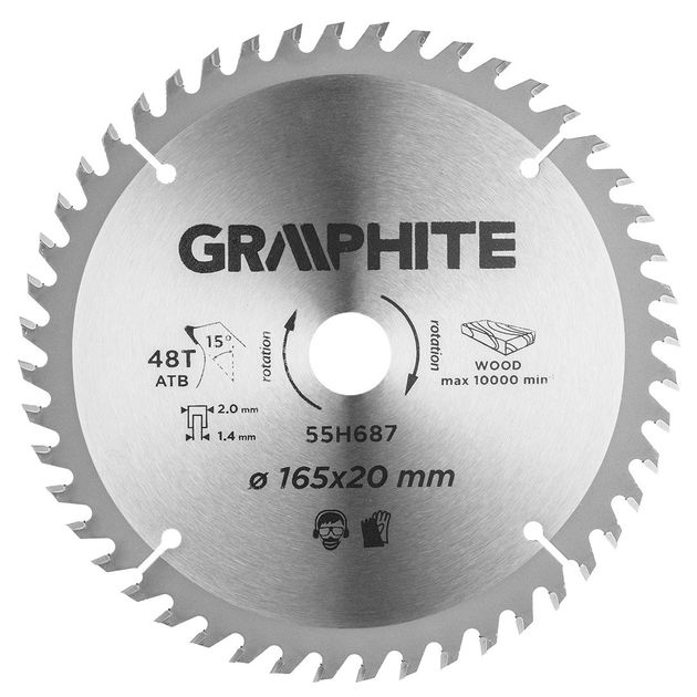 Диск пильний Graphite, 165*20 мм, 48 зубів GRAPHITE, фото  | SNABZHENIE.com.ua