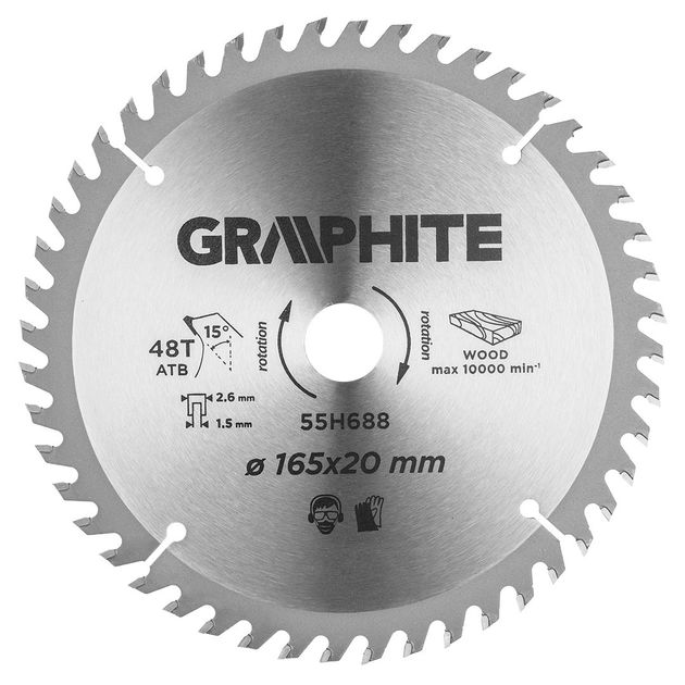 Лезвия для погружных пил GRAPHITE HM 165x20 мм, 48 зубьев, фото  | SNABZHENIE.com.ua