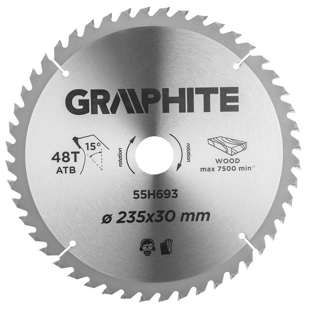 Дисковые пилы HM 235x30 мм, 48 зубьев GRAPHITE (55H693), фото  | SNABZHENIE.com.ua