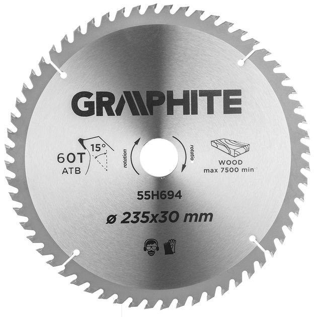 Диск пильний Graphite, 235*30 мм, 60 зуб GRAPHITE, фото  | SNABZHENIE.com.ua