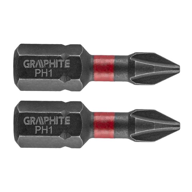 Ударные биты PH1 x 25 мм, 2 шт. GRAPHITE (56H500), фото  | SNABZHENIE.com.ua