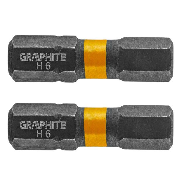 Біти ударні HEX6 x 25 мм, 2 шт. GRAPHITE, фото  | SNABZHENIE.com.ua
