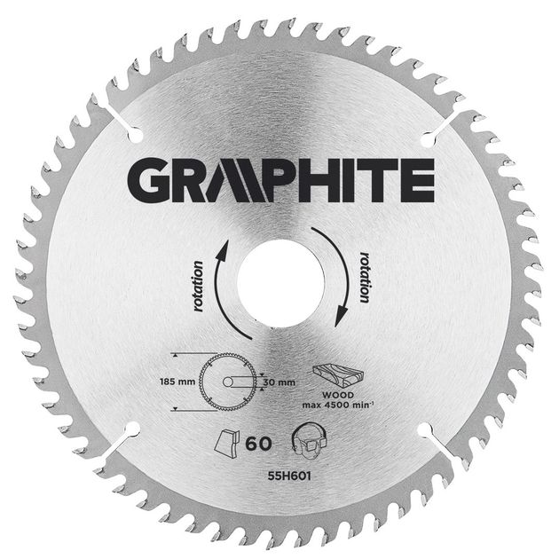 Диск отрезной GRAPHITE 185x30 мм, 60 зубьев (55H601), фото  | SNABZHENIE.com.ua