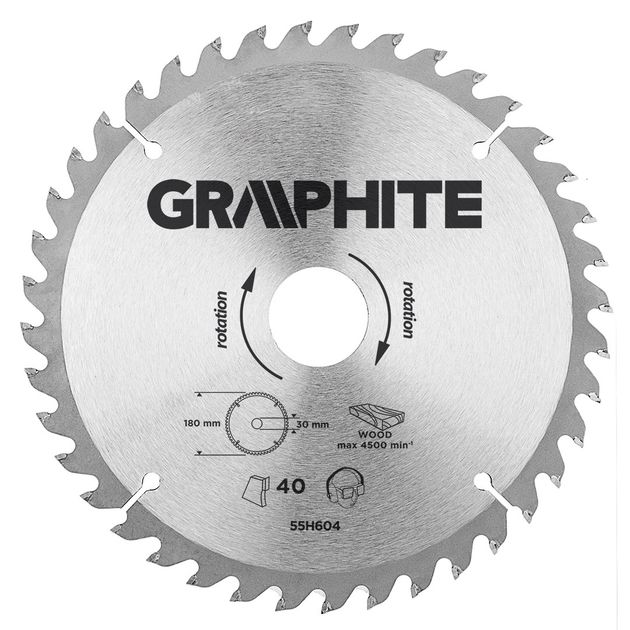 Отрезной диск GRAPHITE 180x30 мм, 40 зубьев (55H604), фото  | SNABZHENIE.com.ua