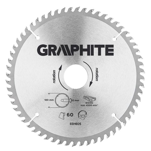 Диск отрезной GRAPHITE 180x30 мм, 60 зубьев (55H605), фото  | SNABZHENIE.com.ua