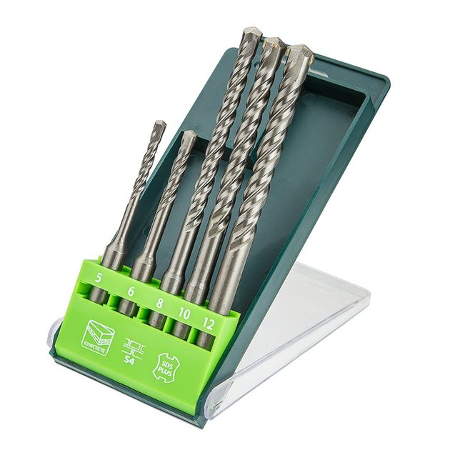 Сверло по бетону SDS Plus, 5,6 x 110 мм, 8,10,12 x 160 мм, 5 шт., фото  | SNABZHENIE.com.ua