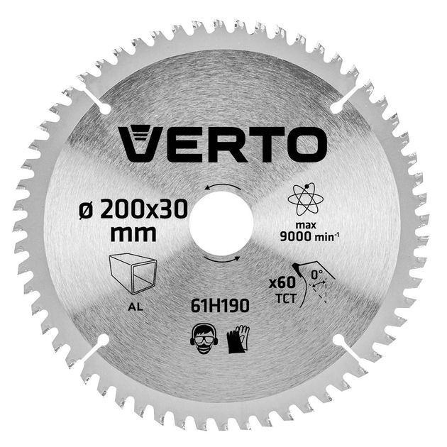 Диск отрезной 200x30 мм, 60 зубьев по алюминию VERTO, фото  | SNABZHENIE.com.ua