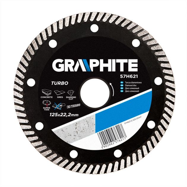 Алмазный диск 125 мм, 22,2 мм, турбо, ультратонкий GRAPHITE, фото  | SNABZHENIE.com.ua