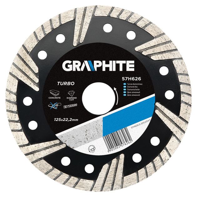 Алмазный диск GRAPHITE 125 х 22,2 мм turbo (57H626), фото  | SNABZHENIE.com.ua