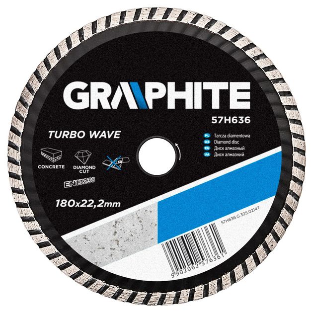 Алмазный диск Turbo Wave 180x22,2 мм GRAPHITE (57H636), фото  | SNABZHENIE.com.ua