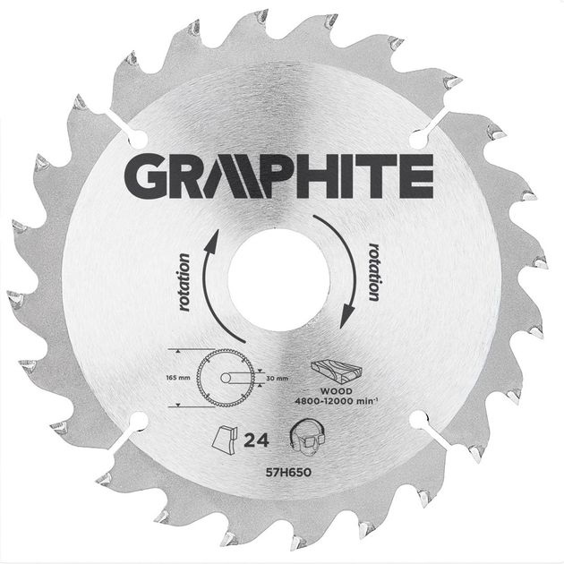 Диск отрезной карбидный 165x30 мм 24 зуба GRAPHITE (57H650), фото  | SNABZHENIE.com.ua