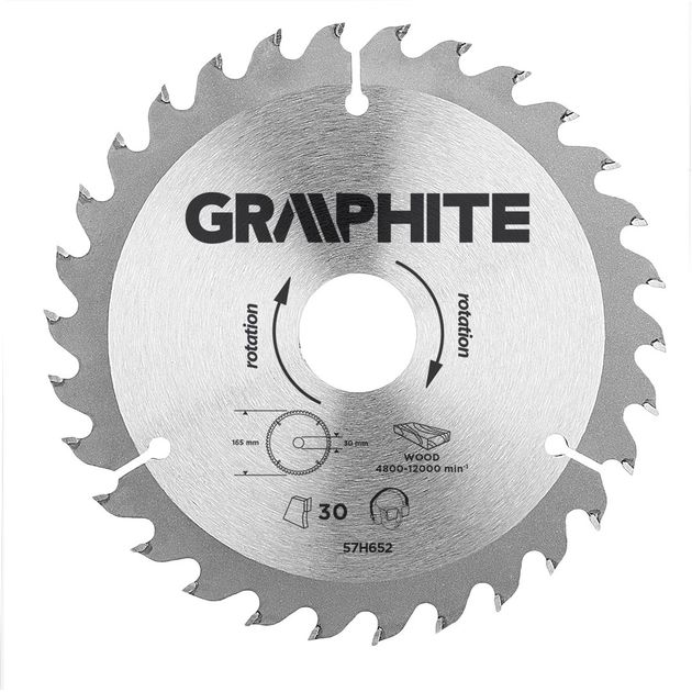 Диск отрезной карбидный 165x30 мм 30 зубьев GRAPHITE (57H652), фото  | SNABZHENIE.com.ua