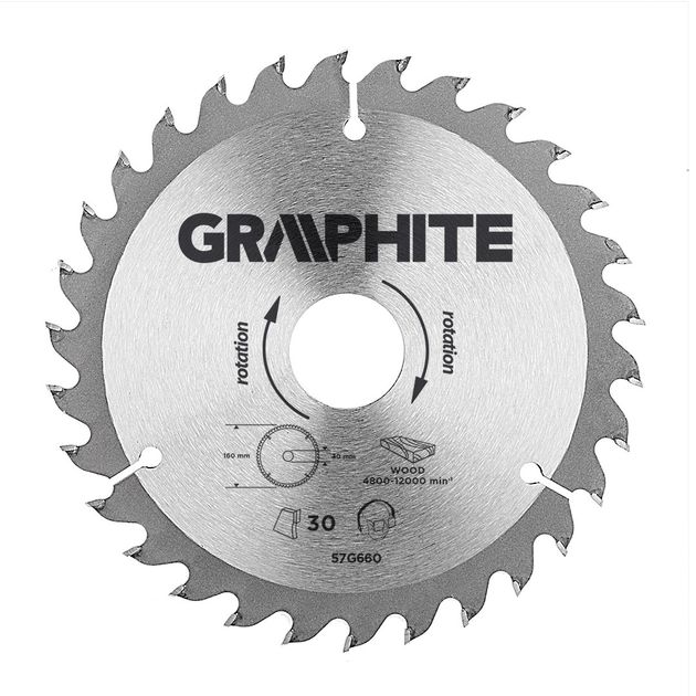 Отрезной диск GRAPHITE 160x30 мм, карбид кремния, 30 зубьев, фото  | SNABZHENIE.com.ua