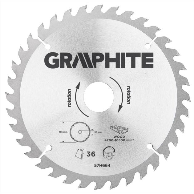 Диск відрізний 185 x 30 мм 36 зуб GRAPHITE, фото  | SNABZHENIE.com.ua