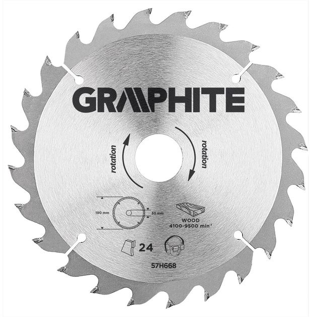 Диск отрезной карбидный 190x30 мм 24 зуба GRAPHITE (57H668), фото  | SNABZHENIE.com.ua