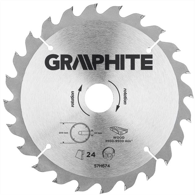 Диск отрезной карбидный 200x30 мм 24 зуба GRAPHITE (57H674), фото  | SNABZHENIE.com.ua