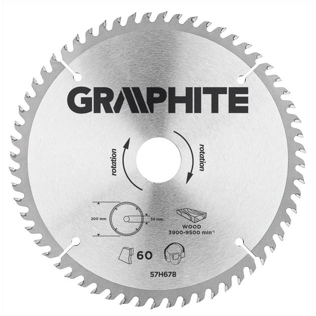 Диск отрезной карбидный 200x30 мм 60 зубьев GRAPHITE (57H678), фото  | SNABZHENIE.com.ua