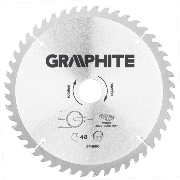 Диск пильный GRAPHITE 216x30 мм, 48 зубьев, карбид кремния, фото  | SNABZHENIE.com.ua