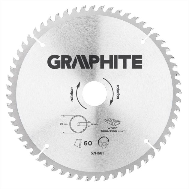 Диск пильный GRAPHITE 216x30 мм 60 зубьев, карбид кремния, фото  | SNABZHENIE.com.ua