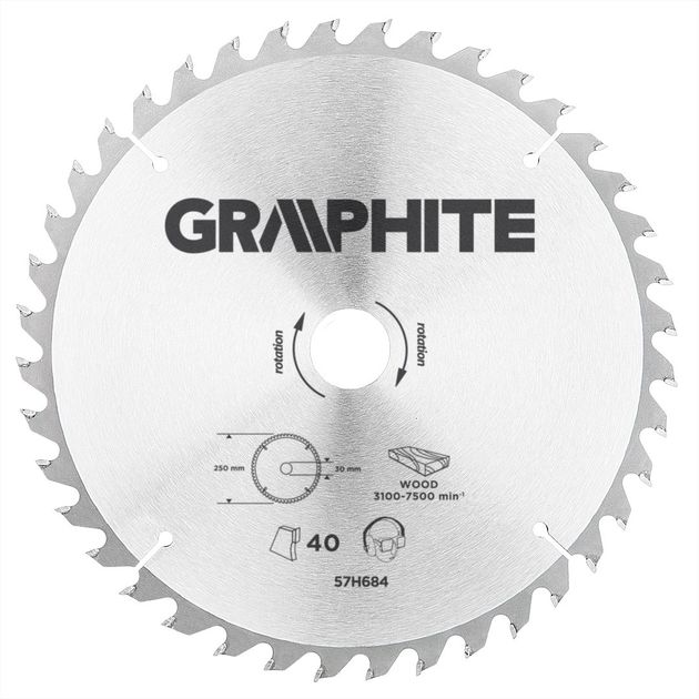 Диск отрезной карбидный 250x30 мм 40 зубьев GRAPHITE (57H684), фото  | SNABZHENIE.com.ua