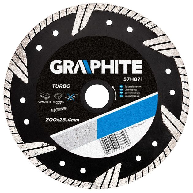 Алмазный диск GRAPHITE Turbo 200x25,4 мм (57H871), фото  | SNABZHENIE.com.ua