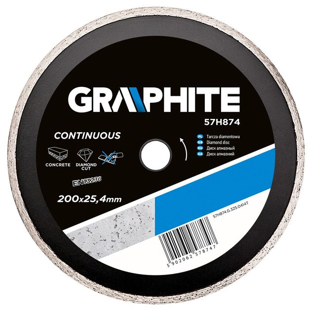 Алмазный диск GRAPHITE 200x25,4мм, сплошной (57H874), фото  | SNABZHENIE.com.ua