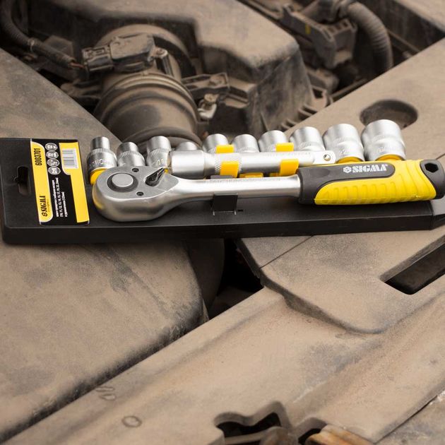 Ключ-трещотка 1/2" с насадками и удлинителем 12шт CrV SIGMA, фото , изображение 7 | SNABZHENIE.com.ua Ключ-трещотка 1/2" с насадками и удлинителем 12шт CrV SIGMA, фото , изображение 7 | SNABZHENIE.com.ua