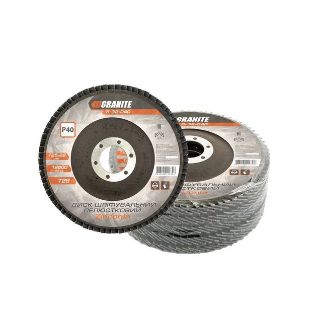 Шлифовальный диск лепестковый конусный GRANITE ZIRCONIA 125х22 мм, 5 шт., фото  | SNABZHENIE.com.ua