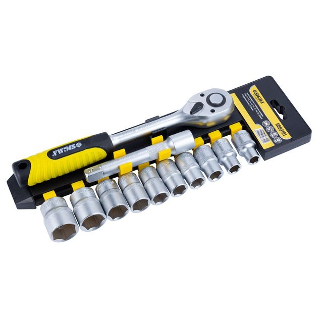 Ключ-трещотка 1/2" с насадками и удлинителем 12шт CrV SIGMA, фото , изображение 2 | SNABZHENIE.com.ua Ключ-трещотка 1/2" с насадками и удлинителем 12шт CrV SIGMA, фото , изображение 2 | SNABZHENIE.com.ua