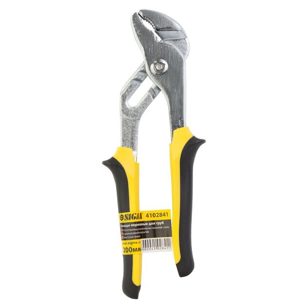 Клещи переставные для труб 200мм, желто-черные рукоятки SIGMA, фото , изображение 4 | SNABZHENIE.com.ua