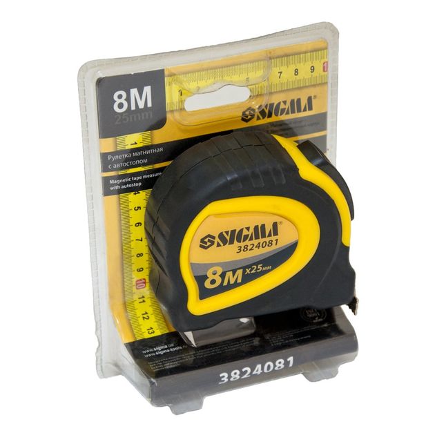 Рулетка магнитная 8м×25мм с автостопом SIGMA (3824081), фото , изображение 4 | SNABZHENIE.com.ua Рулетка магнитная 8м×25мм с автостопом SIGMA (3824081), фото , изображение 4 | SNABZHENIE.com.ua