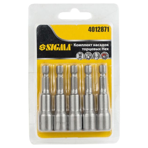 Насадка магнитная торцевая 10*65мм 5шт SIGMA (блистер), фото , изображение 4 | SNABZHENIE.com.ua Насадка магнитная торцевая 10*65мм 5шт SIGMA (блистер), фото , изображение 4 | SNABZHENIE.com.ua