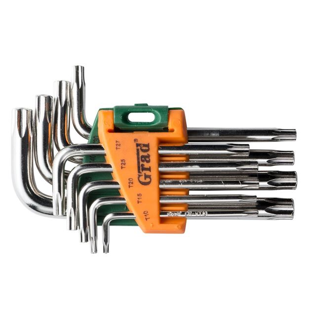 Ключи TORX 9шт T10-T50мм CrV (короткие) GRAD (4022275), фото  | SNABZHENIE.com.ua