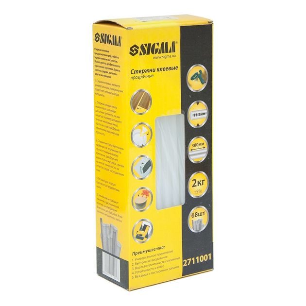 Стержні клеєві Ø11.2×300мм 2кг (прозорі) SIGMA (2711001), фото , зображення 2 | SNABZHENIE.com.ua