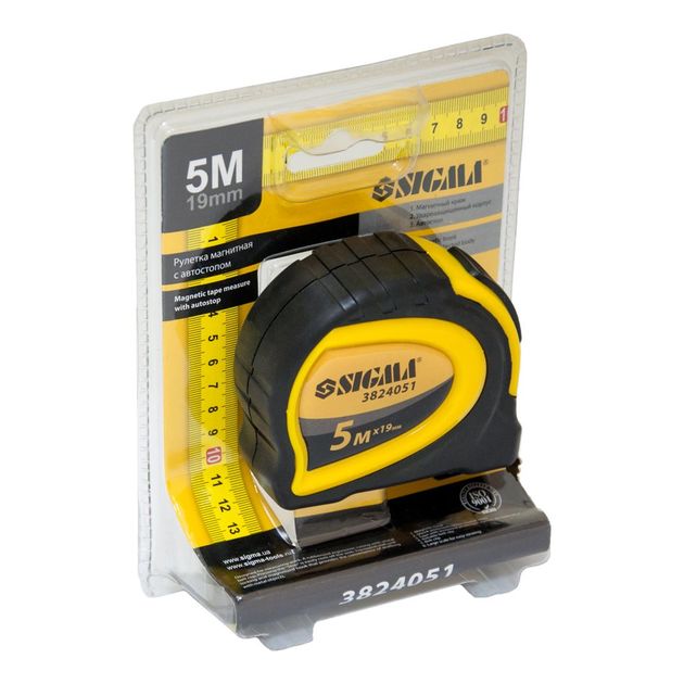 Рулетка магнитная 5м×19мм с автостопом SIGMA (3824051), фото , изображение 4 | SNABZHENIE.com.ua Рулетка магнитная 5м×19мм с автостопом SIGMA (3824051), фото , изображение 4 | SNABZHENIE.com.ua