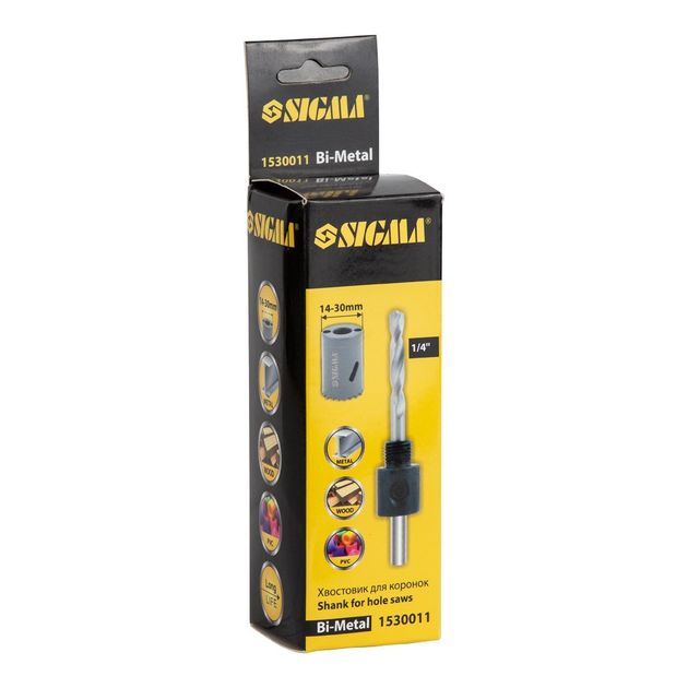 Хвостовик для коронок биметалл 1/4" 14-30мм SIGMA, фото , изображение 3 | SNABZHENIE.com.ua