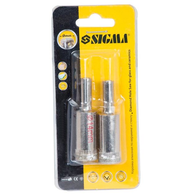 Алмазные коронки SIGMA 14мм для керамики и стекла (1541141), фото , изображение 2 | SNABZHENIE.com.ua