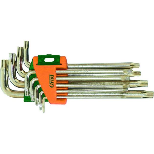 Ключи TORX 9шт T10-T50мм CrV GRAD (средние с отверткой), фото  | SNABZHENIE.com.ua