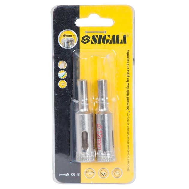 Алмазные коронки для керамики и стекла 12мм SIGMA (1541121), фото , изображение 2 | SNABZHENIE.com.ua
