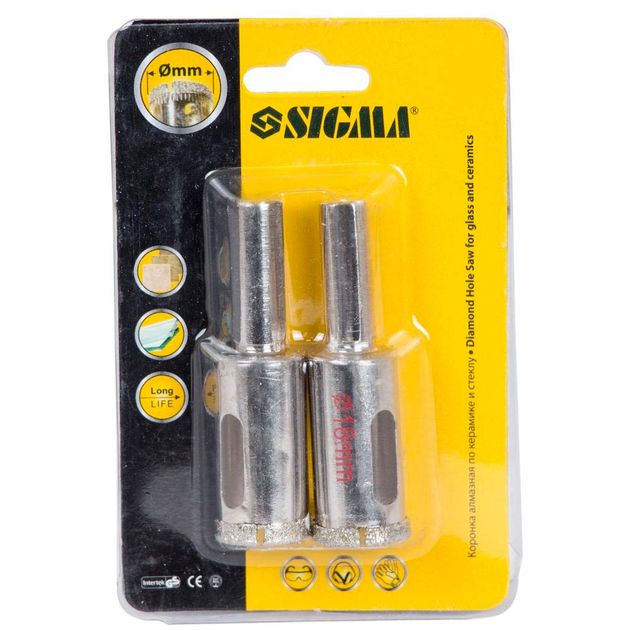 Алмазные коронки 18мм SIGMA для керамики и стекла (1541181), фото , изображение 2 | SNABZHENIE.com.ua