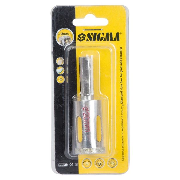 Алмазные коронки для керамики и стекла 20мм SIGMA (1541201), фото , изображение 2 | SNABZHENIE.com.ua
