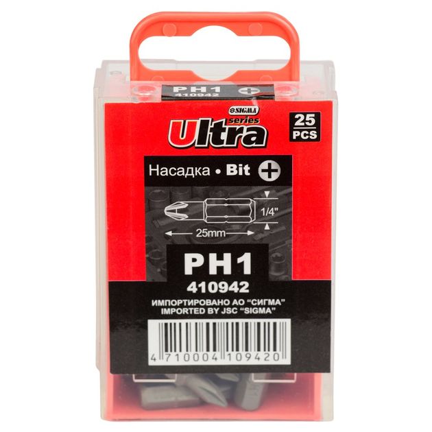 Набор бит PH1 25мм 1/4" 25шт S2 в пластиковом кейсе ULTRA, фото , изображение 2 | SNABZHENIE.com.ua Набор бит PH1 25мм 1/4" 25шт S2 в пластиковом кейсе ULTRA, фото , изображение 2 | SNABZHENIE.com.ua