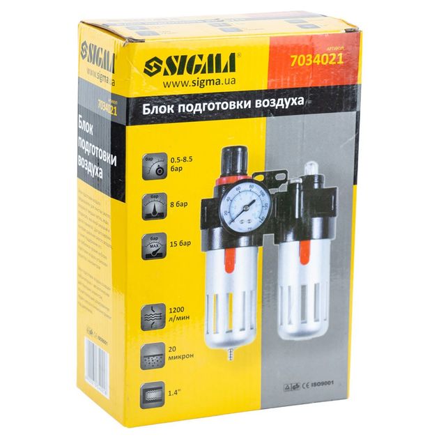 Блок подготовки воздуха SIGMA (фильтр, редуктор, манометр, маслообогатитель), фото , изображение 7 | SNABZHENIE.com.ua