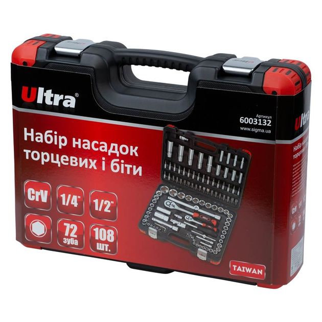 Набор бит и насадок торцевых 1/4, 1/2, 108 шт, CrV, ULTRA, фото , изображение 6 | SNABZHENIE.com.ua Набор бит и насадок торцевых 1/4, 1/2, 108 шт, CrV, ULTRA, фото , изображение 6 | SNABZHENIE.com.ua