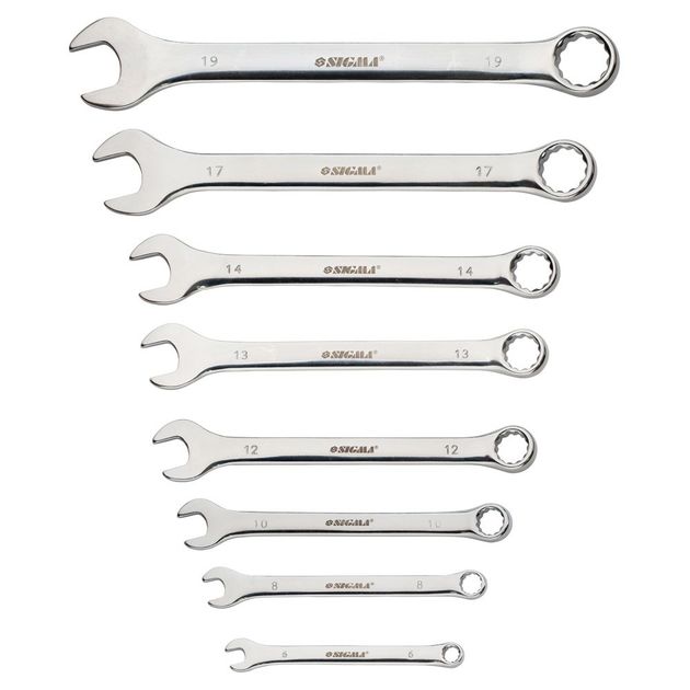 Ключи рожково-накидные 8 шт 6-19 мм CrV полированные SIGMA, фото , изображение 2 | SNABZHENIE.com.ua Ключи рожково-накидные 8 шт 6-19 мм CrV полированные SIGMA, фото , изображение 2 | SNABZHENIE.com.ua