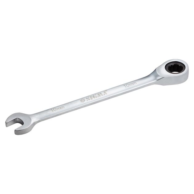 Ключ рожково-накидной трещоточный 10мм CrV satine SIGMA (6022101), фото , зображення 3 | SNABZHENIE.com.ua Ключ рожково-накидной трещоточный 10мм CrV satine SIGMA (6022101), фото , зображення 3 | SNABZHENIE.com.ua